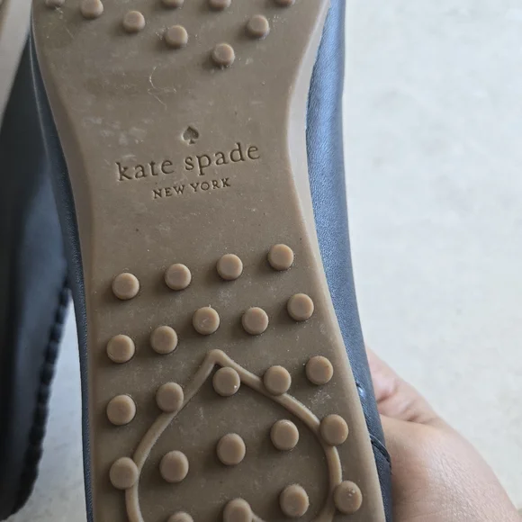 Kate Spade Black Leather Loafers with Gold-Tone Logo Accent - Picture 6 of 6